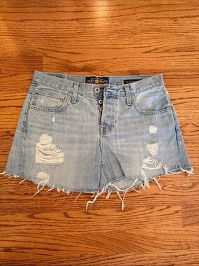 Lucky Brand Washed Light Blue Distressed Denim Cutoff Shorts - Dylan Boyfriend